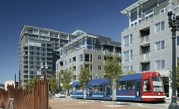 Transit oriented development in Portland's Pearl District. Photo: Smart Growth America