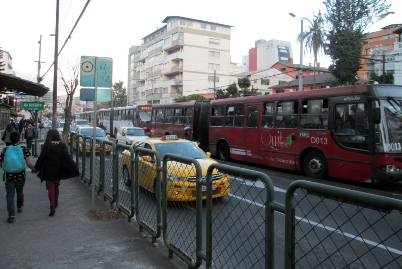 A median bus station in Quito, Ecuador. Photo: Ken Smith/Urban Milwaukee