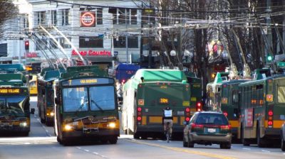 Seattle's Third Street moves more than 100,000 bus commuters daily. Without cars, it could work even better for transit. Photo:  Zach Heistand/Flickr