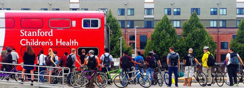 Commuters in San Jose lining up to board Caltrain. The modernization project is expected to help the railroad carry 40,000 more passengers in the years ahead. Photo: Richard Masoner/Flickr