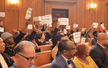 Advocates protested the mayor's decision to remove buses from Public Square at a City Council meeting earlier this month. Photo: Clevelanders for Public Transit