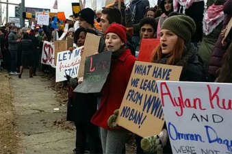 A driver struck several protesters in Nashville late last month -- and the authorities are rushing to protect him. Photo: Too far, Liz/Twitter