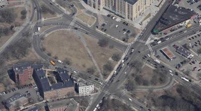 Pedestrian crossings in cities should not be designed like Boston's Landmark Interchange. Photo: Muddy River Associates