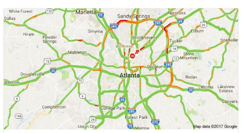 There was no congestion crisis on the Atlanta highway system this morning. Image: