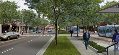A 2014 rendering of a possible configuration for Lansing BRT. Image: Dover, Kohl & Partners
