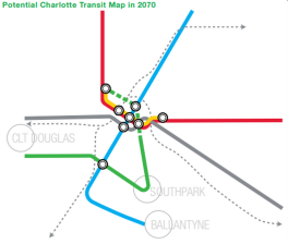 Even though they weren't asked for it, consultant Kimley-Horn drew a fantasy map that would involve new projects designed and built by firms like Kimley-Horn. Image via CATS