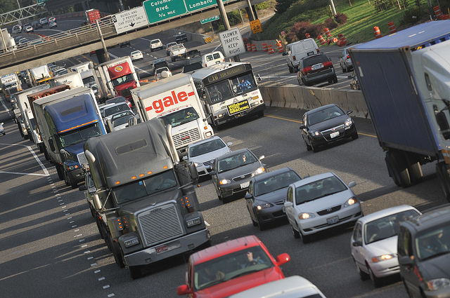 I-5 in Portland is one of the two urban highways that won't be getting widened after all. Photo: BikePortland