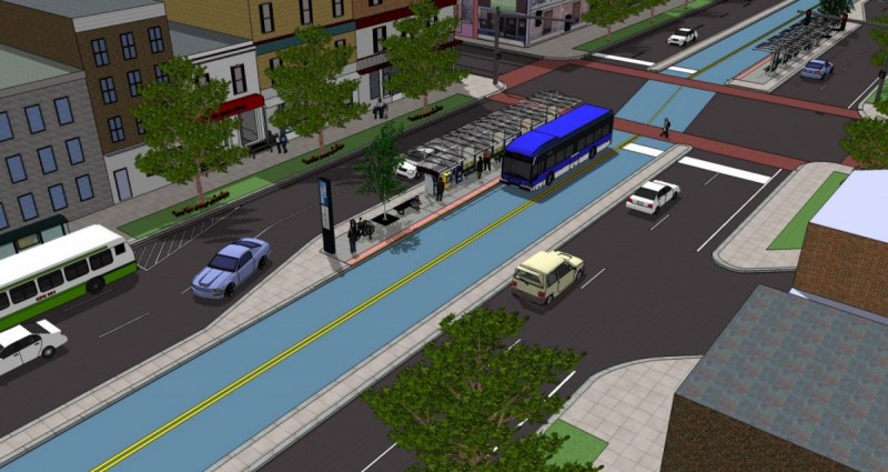 The GRCT Pulse would run in a dedicated median busway. Photo: GRTC