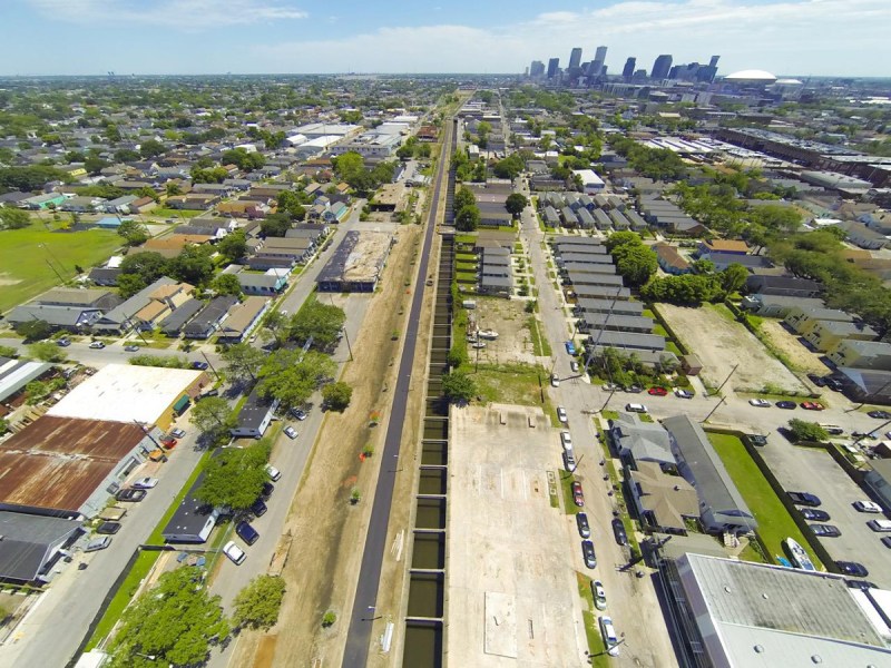 The Lafitte Greenway from above. Photo: NOLA Aerials via Friends of Lafitte Greenway.