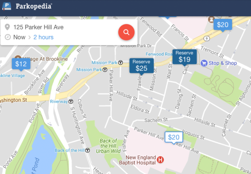 Garage prices in Boston are much higher than on-street parking, which makes it worth drivers' time to circle endlessly for a curbside space. Image: Parkopedia
