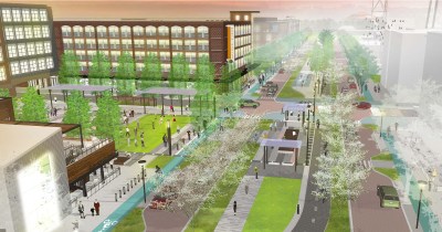 The new Monon Boulevard, under construction in Carmel this fall. Rendering by Rundell Ernstberger Associates.