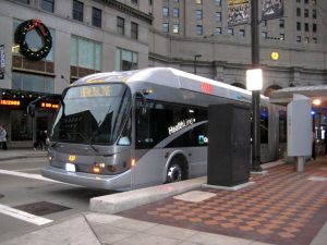 Even after decriminalizing fare evasion, racially discriminatory fare enforcement on Cleveland's HealthLine persisted. Photo:  Wikimedia Commons