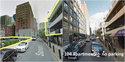 Housing is replacing  parking lots in center city Philadelphia. Image: