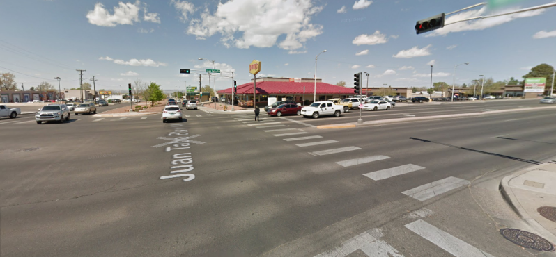 The Albuquerque City Council isn't interested in fixing intersections like this, where a driver killed a pedestrian last week. Photo: Google Maps
