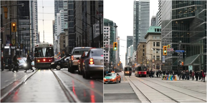 New restrictions on car access have shave several minutes off streetcar trips along Toronto's King Street. Photos: Jennifer Keesmaat