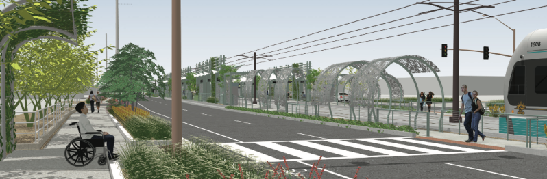 The new 50th Street Station on Washington Street in Phoenix was built specifically to meet the needs of people with disabilities. Rendering: Valley Metro