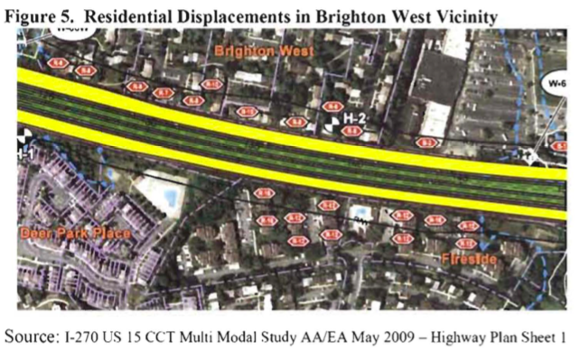Widening I-270 in Montgomery County may require the demolition of hundreds of homes, according to a 2009 study. Image: Montgomery County