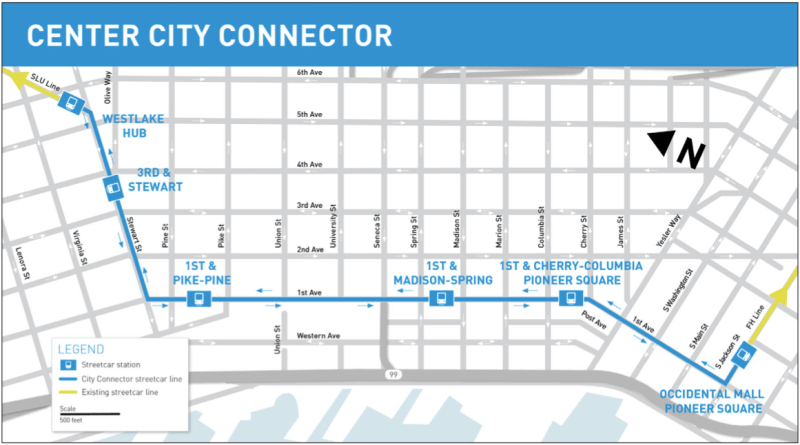 The new streetcar line would connect two other low-ridership streetcar segments. Map: Seattle