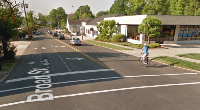 City Manager Tom Bonfield has resisted the idea of a protected bike lane for Broad Street. Photo via Google Maps