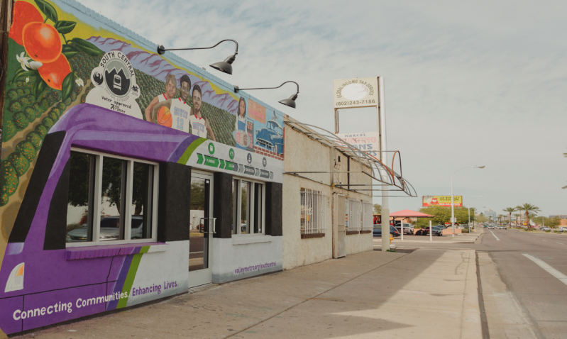 A mural celebrates Phoenix's plans to extend light rail into South Central. Photo: Valley Metro