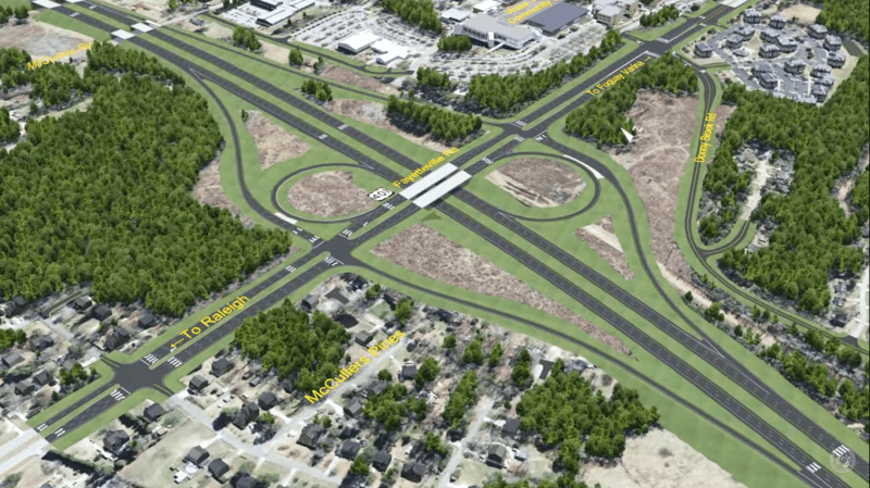 The proposed “Complete 540” highway through the southern suburbs of Raleigh would divide
neighborhoods and encourage sprawl. Image: North Carolina Dept. of Transportation