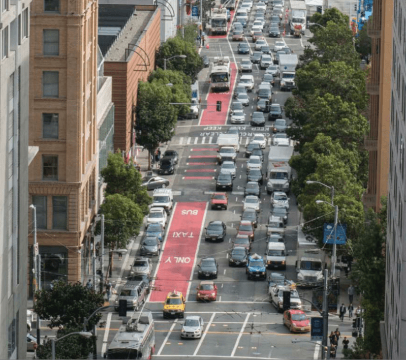 3rd Street bus lane in San Francisco. Photo: SFMTA