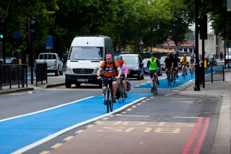 Cyclists in London made an average of 2.5 million trips a day in 2018, up 5 percent from the previous year.