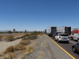 A traffic jam caused by a crash on I-10 in Arizona.