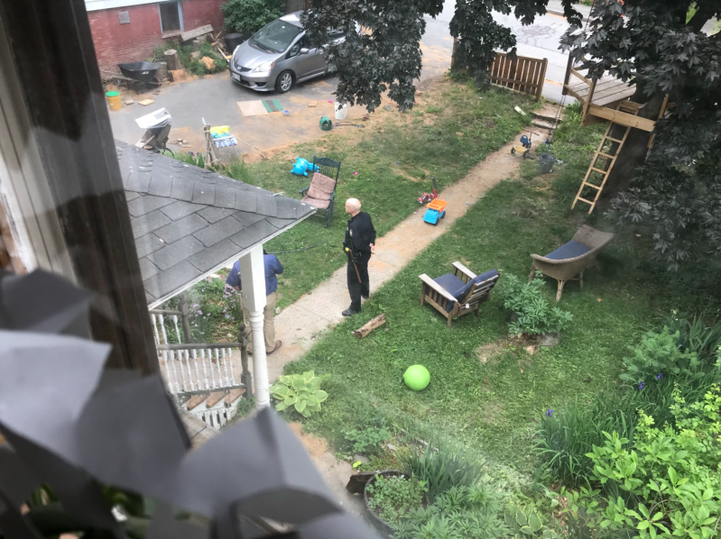 Portland police officers outside fo the MilNeil residence. Source: Christian MilNeil/Twitter.