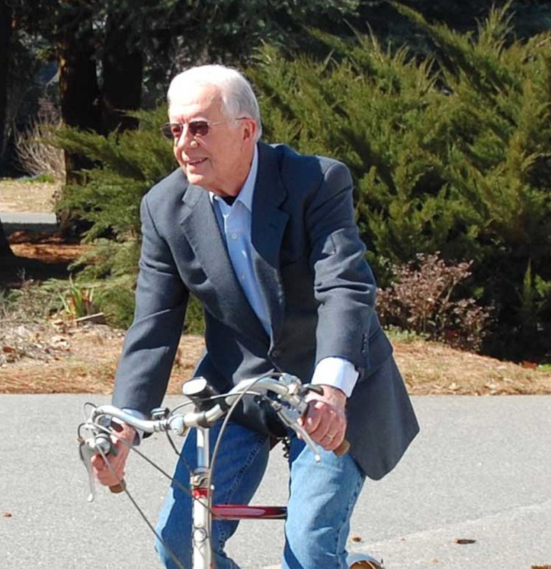 President Jimmy Carter is one of the few policymakers we've ever seen on a bike...or a sidewalk...or a bus. That's a problem — and COVID-19 might help change it. Source: Wikimedia Commons.