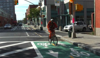 A third lane project on Kent Avenue in New York City. Source: NYC DOT.