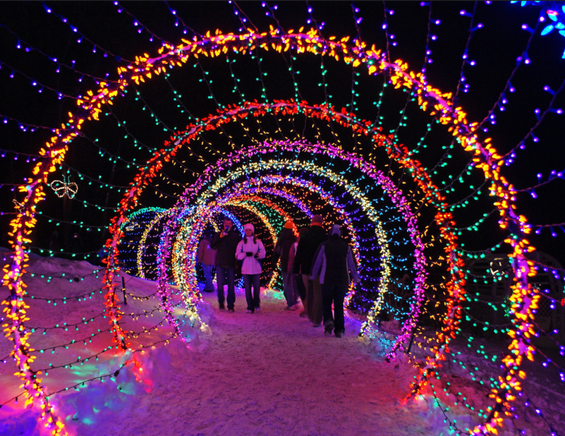 This holiday light display was installed in the Green Bay botanical gardens — but cities might be wise to add beautiful, stroll-friendly features to their Open Streets events this winter. Source: Creative Commons.