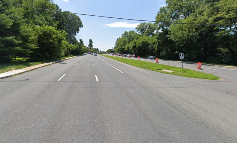 The segment of Georgia Avenue (MD-97) where Claire Weissmeyer Grossmann was killed. Five years earlier, her husband, Robert Grossmann, was killed on an equally wide segment of the same road just two blocks away. Photo: Google