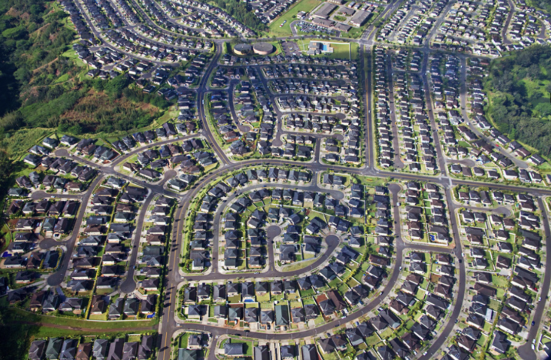 Low-density sprawl of single family homes. Source: Inhabitat