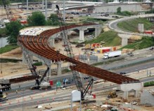 The federal government funds road construction like the above at four times the amount that it spends on transit. Photo: file