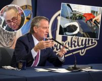 Mayor Bill de Blasio, thinking about Chuck Schumer and gas prices.