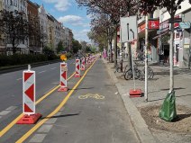 A COVID-era pop-up bike lane in Berlin. Image:  	SupapleX, CC