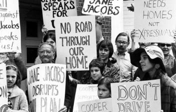 A protest against the Lower Manhattan Expressway, 1968.