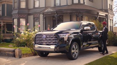 So now the pickup truck is for stylish urbanites to go down to the cafe for a cappuccino? Photo: Toyota