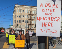 A Vision Zero vigil in San Francisco sought to remind drivers of the damage they do. Photo: Safe Street Rebel